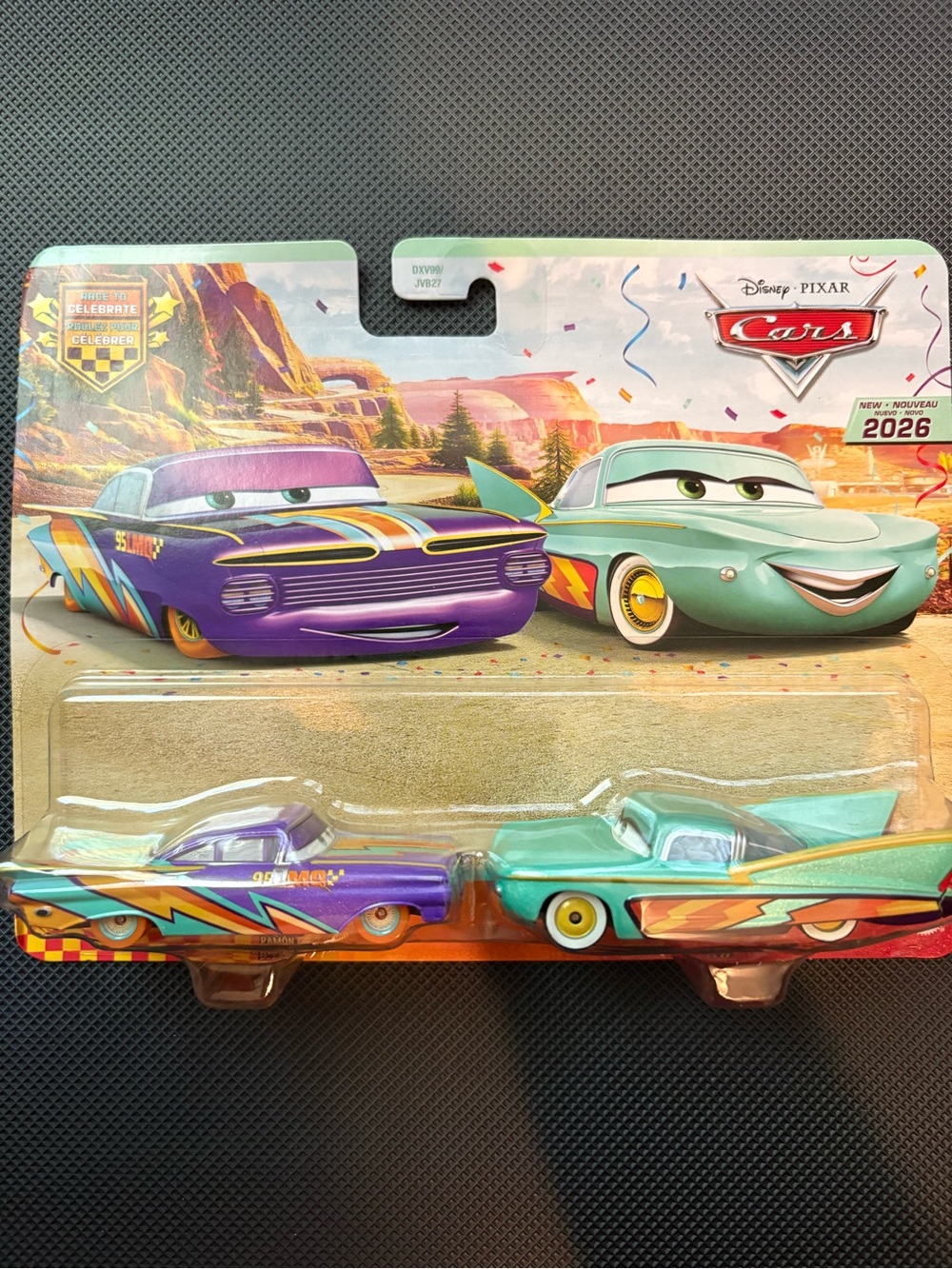 Cars 2026 Two-Pack - Purple and Teal Die-Cast Racing Car RAMONE & FLO